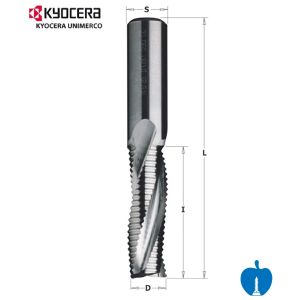 16mm diameter x 55mm Cut Depth 3 Flute CNC Roughing Spiral Router Positive R/H Kyocera Unimerco