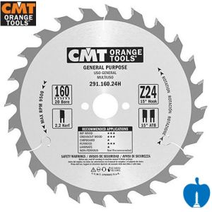 160mm Diameter 24 Tooth CMT Hand Held / Portable Rip Cut Saw Blade With 20mm Bore To Fit Festool CSP55 291.160.24H