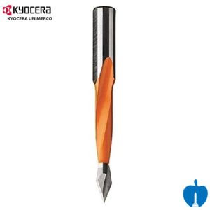 6.5mm Diameter x 70mm Overall Length 2 Flute Through Point Dowel Drill Bit L/H Kyocera Unimerco