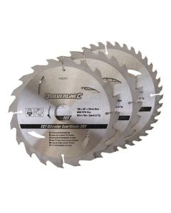 3 pack 190mm Silverline TCT Circular Saw Blades 590591