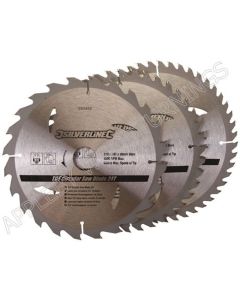 3 Pack 210mm Silverline TCT Circular Saw Blades Id=30mm 690459