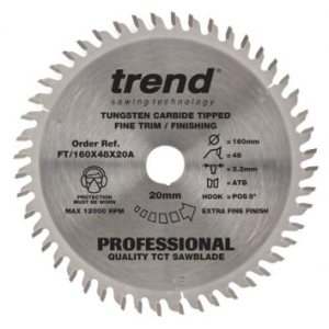 160mm Z=48 Id=20 TREND Industrial Hand Held / Portable Saw Blade To Fit Festool TS55