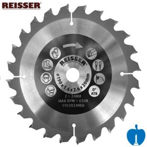 190mm Diameter 24 Tooth Reisser Handheld Plunge Neutral Hook Circular Saw Blade With 20mm Bore 