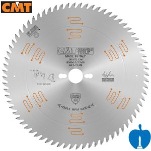 216mm Diameter 48 Tooth CMT Chrome Coated Negative Crosscut Circular Saw Blade With 30mm Bore 285.816.48M