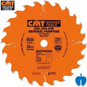 184mm Diameter 24 Tooth CMT Handheld/Portable Saw Blade With 16mm Bore to Suit Draper CS184 291.184.24E