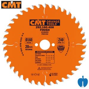 160mm 40 Tooth CMT Hand Held / Portable Saw Blade With 20mm Bore To Fit Festool TSC55 292.160.40H