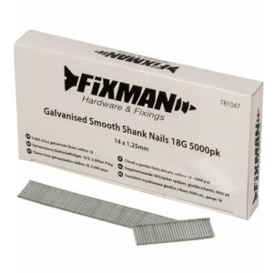 14mm x 1.25mm 18G Fixman Galvanised Smooth Shank Nails 5000pck 781047