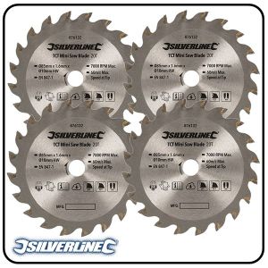 85mm TCT Circular Saw Blade, 10mm Bore, Z=20 to suit Silverline, Titan & Worx mini saws - 3 pack