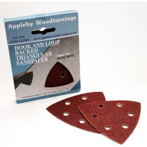 93mm Triangular Sanding Pads 'Hook & Loop' Backed Various Grit Sizes - 20 pack supplied by Appleby Woodturnings