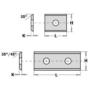 24.7mm Solid Carbide Reversible Knives to suit CMT Cutters