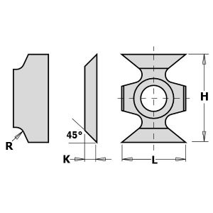 16mm Hook Tip Reversible Grooving Knives With 45deg Chamfer 1 Tip to suit CMT Cutters