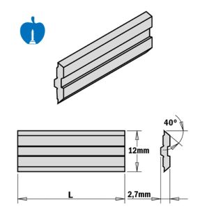 510 x 12 x 2.7mm Centrofix / CentroStar, Quickfix HSS Planer Blades 1 Pair