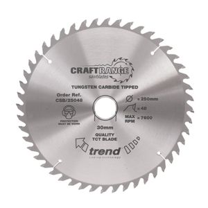 Trend 250mm dia 30mm Bore ATB Z=48 TCT Table / Rip Saw Blade CSB/25048