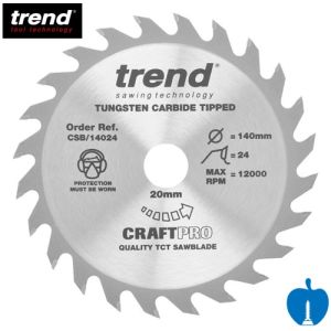 140mm Diameter 24 Tooth Trend TCT Hand Held / Portable Saw Blade With 20mm Bore CSB/14024