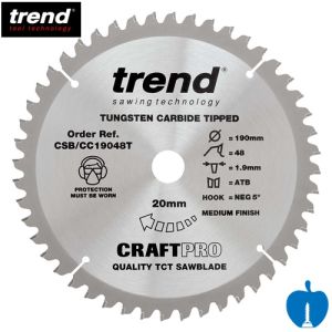 190mm Diameter 48 Tooth Trend Negative Crosscut Circular Saw Blade With 30mm Bore CSB/CC19048T