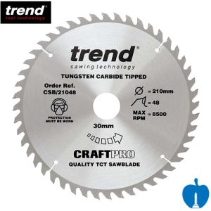 210mm Diameter 48 Tooth Trend Craft Pro Negative Crosscut Circular Saw Blade With 30mm Bore CSB/CC21048