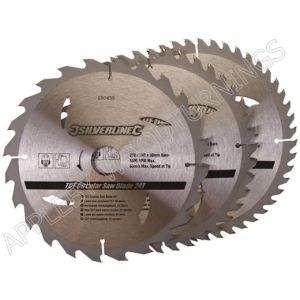 3 Pack 210mm Silverline TCT Circular Saw Blades Id=30mm 690459