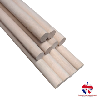 1/2" (12.7mm) diameter x 1000mm (1 Meter) long Hardwood Dowel Rod