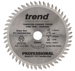 160mm Z=48 Id=20 TREND Industrial Hand Held / Portable Saw Blade To Fit Festool TS55