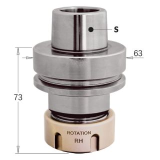 CMT HSK-63F Tool Arbor with Ballrace Safety Nut to take ER32 Collet 