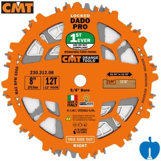 EU Compliant 203mm Diameter 12 Tooth 15.87mm Bore Locked Dado Pro Set CMT