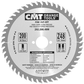 CMT Fine Rip Saw Blade 200mm Z=48 Id=30mm ATB