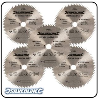 85mm HSS Circular Saw Blade, 10mm Bore, Z=80 to suit Silverline, Titan & Worx mini saws - 4 pack