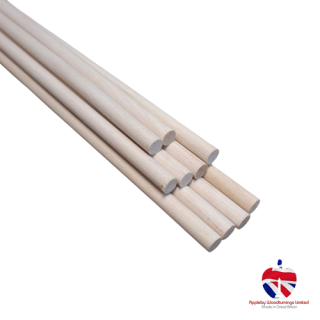 1/4" (6.35mm) diameter x 300mm long Hardwood Dowel Rod