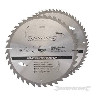 2 pack 300mm Silverline TCT Circular Saw Blades 803634