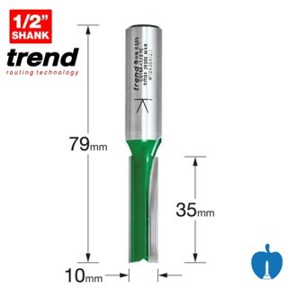 Trend 10mm Dia 35mm Cut Length TCT Straight Router Cutter 2 Flute 1/2" Shank 