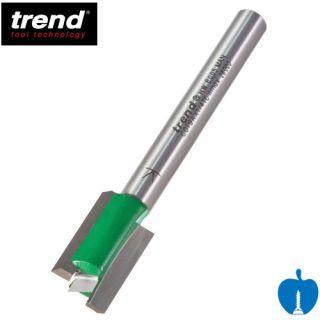 12mm Diameter x 19mm Cut Length Trend Straight Two Fluted Router Cutter 6.35mm Shank