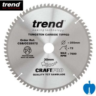 255mm Diameter 72 Tooth Trend Negative Crosscut Mitre Circular Saw Blade With 30mm Bore CSB/CC25572