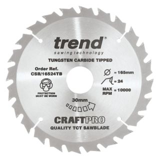 Trend 190mm dia 30mm Bore ATB Z=24 TCT Saw Blade for Portable Saws CSB/TC19024TB