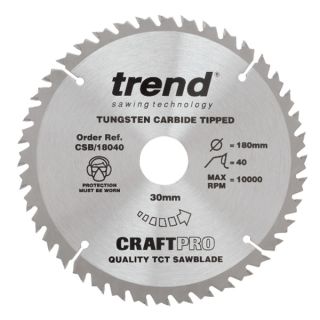 Trend 180mm dia 30mm Bore ATB Z=30 TCT Table / Rip Saw Blade CSB/18030