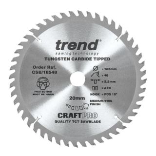 Trend 185mm dia 20mm Bore ATB Z=48 TCT Table / Rip Saw Blade CSB/18548