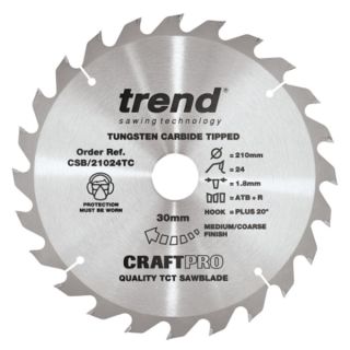 Trend 210mm dia 30mm Bore ATB Z=24 TCT Saw Blade for DCS7485 CSB/21024TC