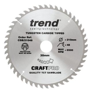 Trend 210mm dia 30mm Bore ATB Z=48 TCT Table / Rip Saw Blade CSB/21048