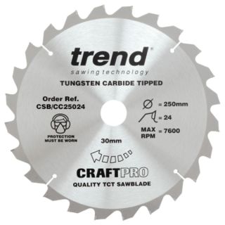 Trend 254mm dia 30mm bore ATB Z=24 Negative Crosscut Saw Blade CSB/CC25424T