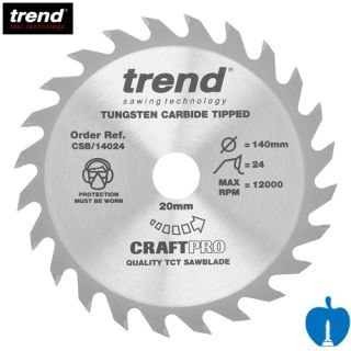 160mm Diameter 24 Tooth Trend Hand Held / Portable Rip Cut Circular Saw Blade With 20mm Bore CSB/16024