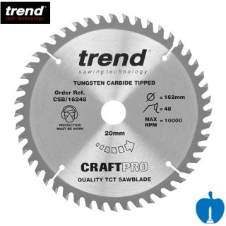 162mm Diameter 48 Tooth ATB Trend Saw Blade For Portable Saws With 20mm Bore CSB/16248