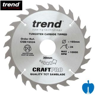 165mm Diameter 24 Tooth ATB Trend Saw Blade For Portable Saws With 30mm Bore CSB/16524