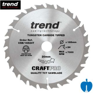 165mm Diameter 24 Tooth ATB Trend Saw Blade For Portable Saws With 20mm Bore CSB/16524T