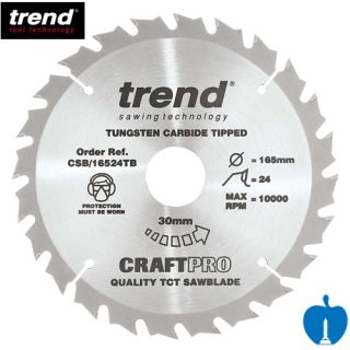 165mm Diameter 24 Tooth Trend Saw Blade For Portable Saws With 30mm Bore CSB/16524TB