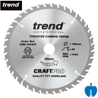 165mm Diameter 40 Tooth Trend Saw Blade For Portable Saws With 20mm Bore CSB/16540T