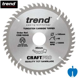 165mm Diameter 48 Tooth ATB Trend Saw Blade For Portable Saws With 30mm Bore CSB/16548