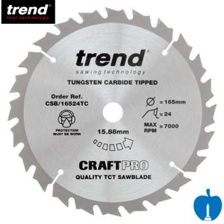 165mm Diameter 24 Tooth Trend Saw Blade For Portable Saws With 15.88mm Bore CSB/16524TC