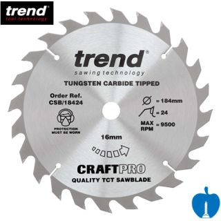 184mm Diameter 24 Tooth ATB Trend Saw Blade For Portable/Handheld Saws With 16mm Bore CSB/18424