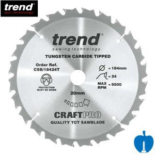 184mm Diameter 24 Tooth Trend ATB Thin Kerf Saw Blade For Portable/Handheld Saws With 20mm Bore CSB/18424T