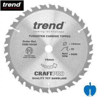 184mm Diameter 30 Tooth Trend ATB Saw Blade For Portable/Handheld Saws With 16mm Bore CSB/18430