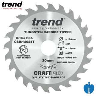 134mm 24 Tooth Trend TCT Hand Held / Portable Saw Blade With 20mm Bore CSB/13424
